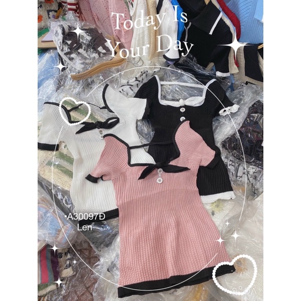 Áo len tay con nơ dây lưng phía sau phong cách hàn quốc