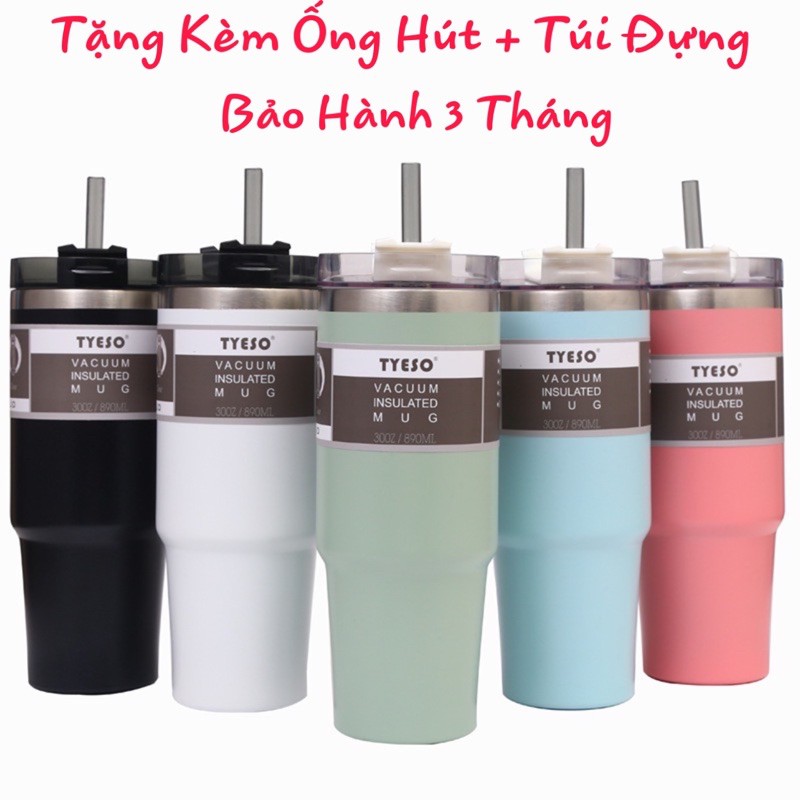 LY TYESO 890ML TẶNG KÈM TÚI Ủ + ỐNG HÚT + TICKER