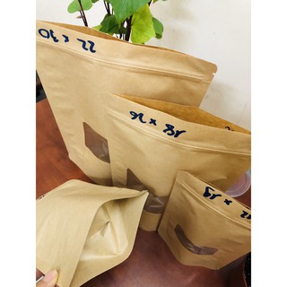 {1kg/size} Túi zip giấy kraft đáy đứng cửa sổ (Hàng có sẵn)