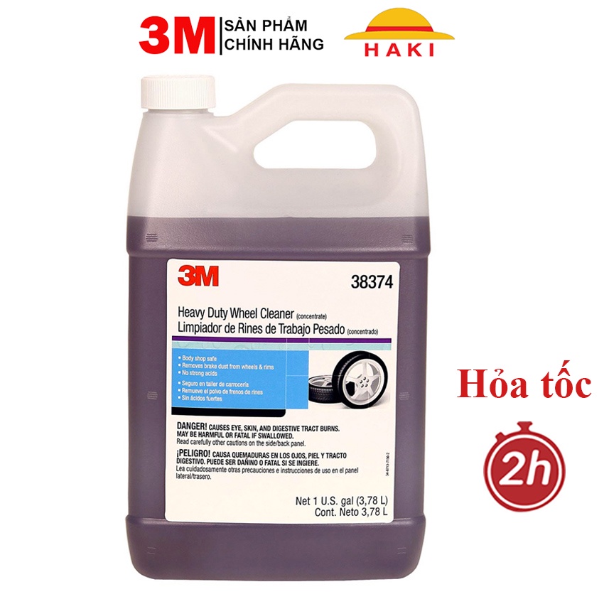 Dung dịch vệ sinh mâm ô tô, xe máy, vệ sinh lazang, tẩy rửa vết bẩn cứng đầu 3M Heavy Duty Wheel Cleaner 38374 can 3.78l