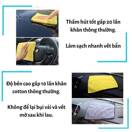 Khăn lau xe MICROFIBER 2 Lớp Mềm Mịn Chuyên Dụng | Siêu Thấm Hút | Lau Xe Siêu Sạch