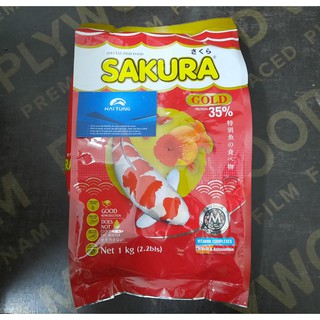 Thức ăn cho cá SAKURA 35% túi 1kg, 2kg. Thức ăn cao cấp xuất xứ Thái Lan đầy đủ dinh dưỡng, tăng đề kháng cho cá
