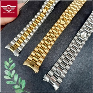 Dây đồng hồ ROLEX 3 mắt đúc đặc thép không gỉ size 20