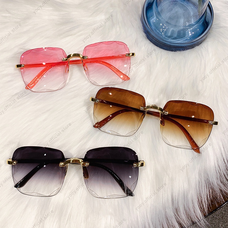 Kính mát không gọng tròng màu gradient chống tia UV400, thời trang cho nữ vs nam, đeo vào siêu xinh.