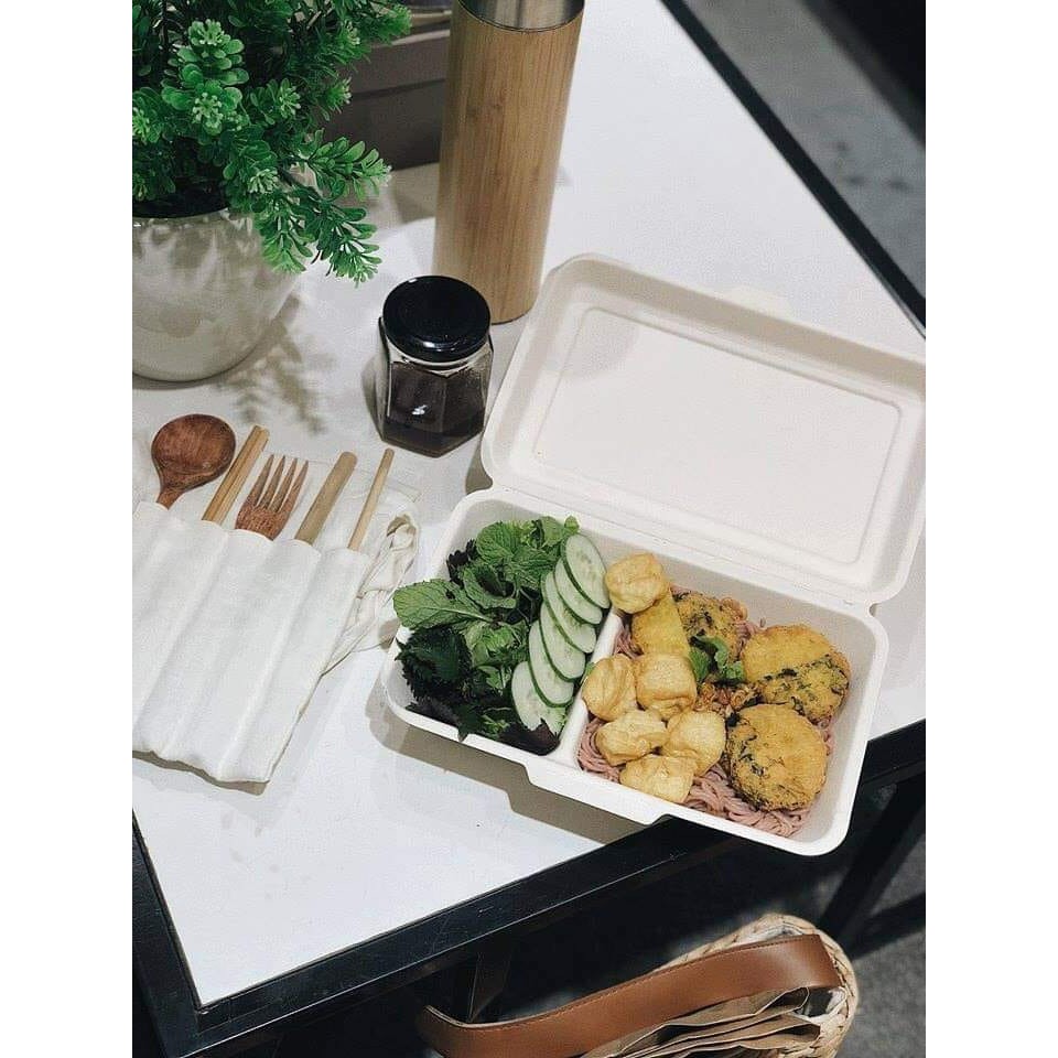 Hộp cơm bã mía 1000ml loại 2 ngăn - 3 ngăn