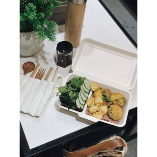 Hộp cơm bã mía 1000ml loại 2 ngăn - 3 ngăn (50 cái/gói )