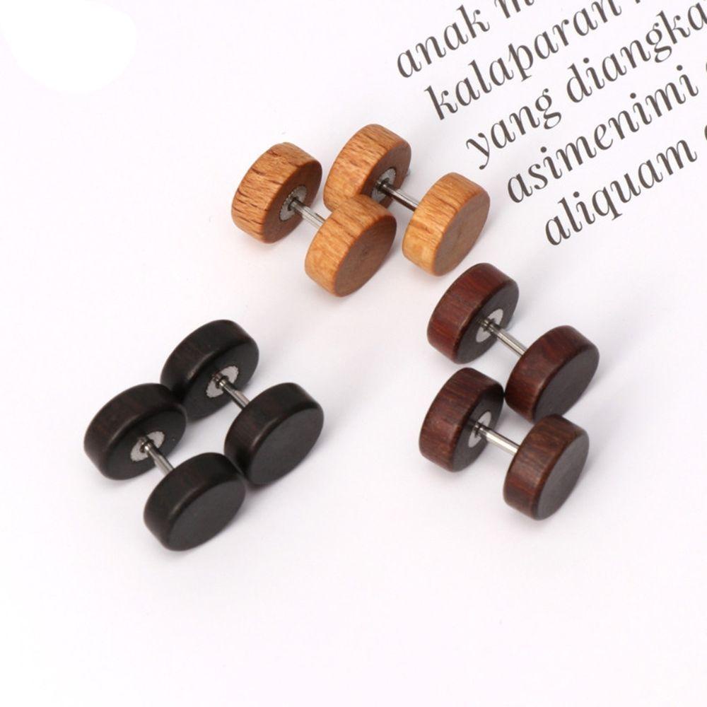 MXGOODS 1 Cặp Khuyên Tai Kiểu Dàn Giáo Bằng Gỗ Tự Nhiên