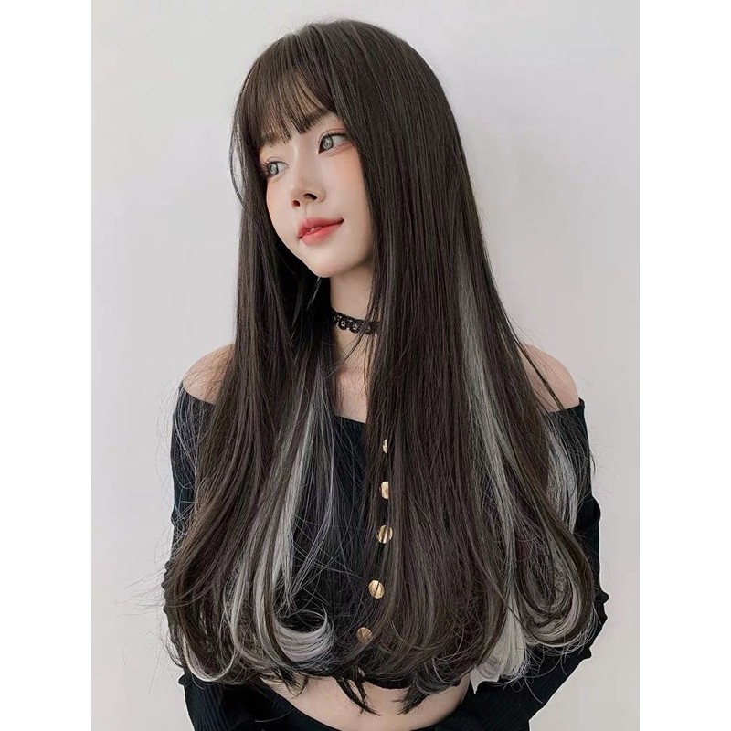 tóc giả nữ❤️freeship 50k❤️ tóc giả cúp light xám+ tặng lưới chùm