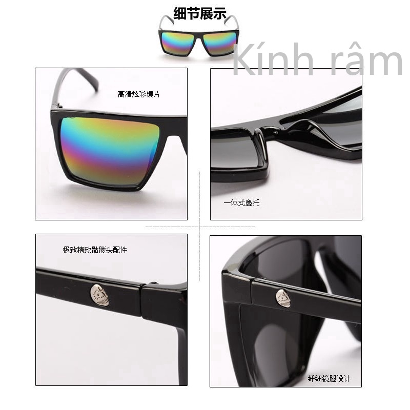 Kính mát họa tiết logo đầu lâu cá tính thời trang dành cho nam