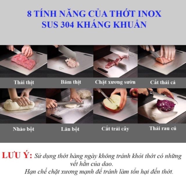 THỚT INOX CƯỜNG LỰC KHÁNG KHUẨN CAO CẤP FOODCOM