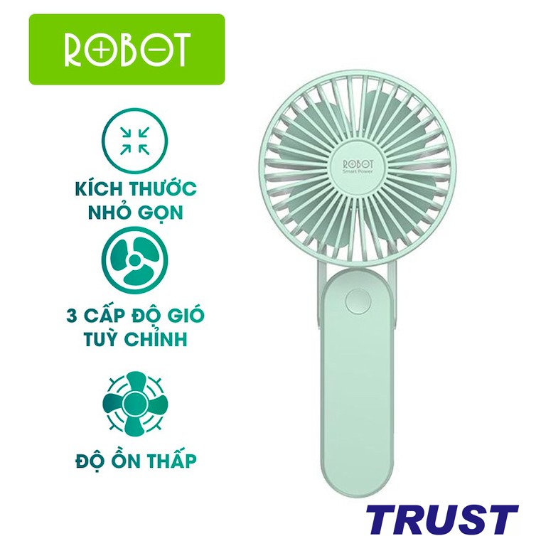 Quạt Mini Cầm Tay Power Bank 2000mAh 3 Tốc Độ Gió -ROBOT RT-BF11- BH 1 ĐỔI 1 12 THÁNG--Hàng Chính Hãng