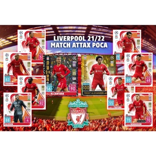 Set 10 thẻ in match attax poca 2021/22 liverpool