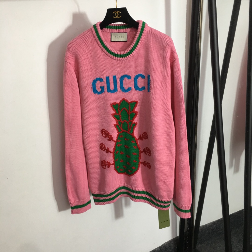 Áo len nữ dài tay Gucci GC GG hoạ tiết quả dứa trẻ trung, cá tính