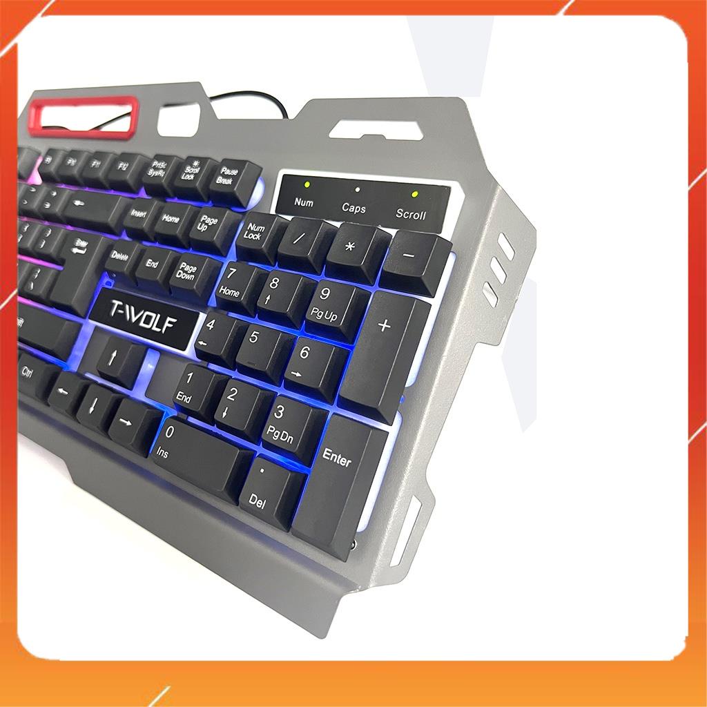 Bàn phím Có Dây Chơi Game T-WOLF T16 Gray LED Kết Nối USB dây 1.8m - Có chỗ để ĐT,bảo hành khi mua hàng tại shop