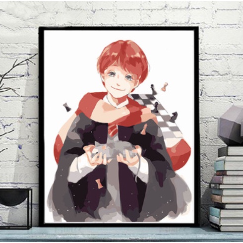 Tranh Sơn Dầu Số Hoá Tự Tô Hình Harry Potter, Tranh Tô Màu Theo Số Phim Hoạt Hình Harry Potter.