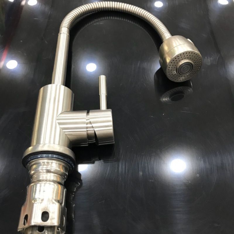 vòi chén bẻ lò xo nóng lạnh inox 304 -tặng dây cấp inox