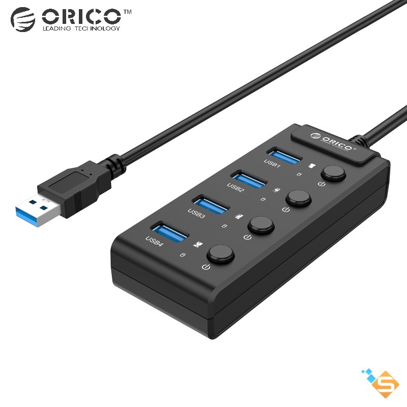 Bộ Chia Cổng HUB ORICO 4 Cổng USB 3.0 Công Tắc On/Off W9PH4-U3 - Bảo Hành Chính Hãng 1 Năm