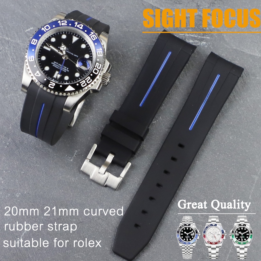 Curved 20mm 21mm 22mm Watch Band for Rolex Rubber Watch Strap Submariner GMT Master II Deepsea Sea Dweller Sky Pagani Strap for Rolex Jam Tangan Omega Seamaster 300m Bracelet Belt