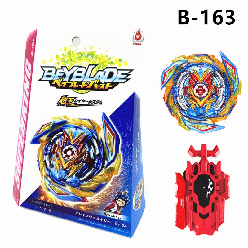 Bộ đồ chơi con quay hồi chuyển FlameBooster B163 Brave Valkyrie có đai cao su và bệ phóng LR vui nhộn