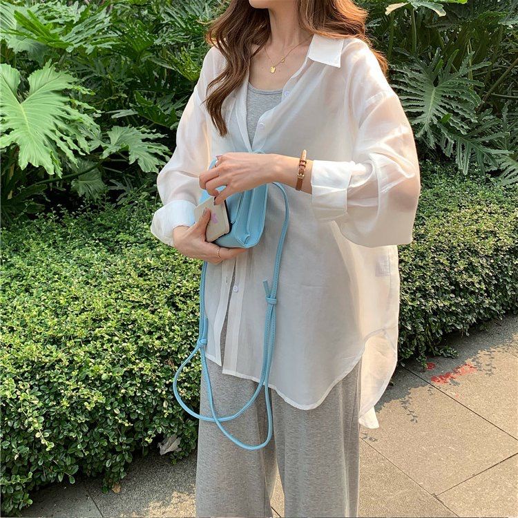 Áo Sơ Mi Tay Dài Mỏng Chống Nắng Thời Trang Mùa Hè Dễ Phối Đồ Cho Nữ