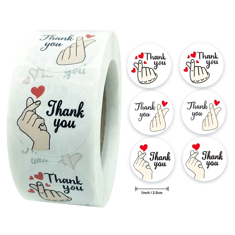 Bộ 500 Miếng Dán 1 Cuộn 2.5cm 1inch In Chữ Thank You