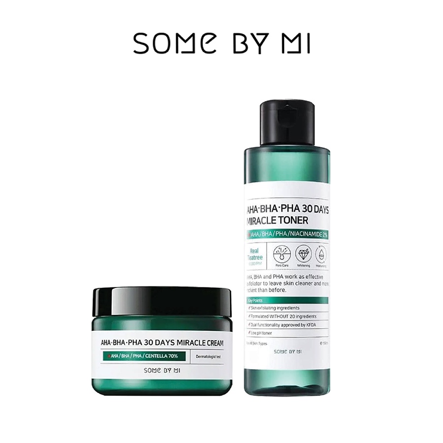 [Mã BMTTC60K giảm đến 60K đơn 50K] Bộ 2 Sản Phẩm SomeByMi AHABHAPHA 30Days Nước hoa hồng 150ml/chai&Kem dưỡng 50ml/hộp