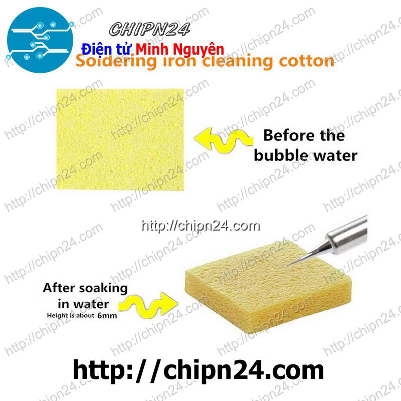 [2 TẤM] (F108) Bọt biển 3.5x5cm (Dùng chùi đầu mỏ hàn)