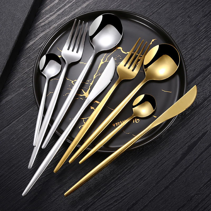 Bộ đồ ăn Dao kéo bằng thép không gỉ 304, dao để bàn, muỗng, nĩa, đũa, muỗng cà phê, năm lựa chọn