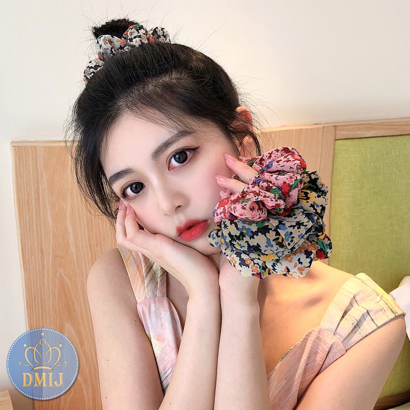 [Mã FAMARAL2 giảm 10K đơn 50K]Cột Tóc Vải Scrunchies Hoạt Tiết Hoa Phong Cách Vintage Mới