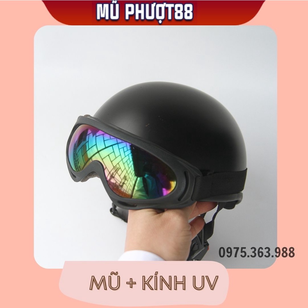 Mũ bảo hiểm nửa đầu 1/2  tặng kèm mái che Nón bảo hiểm FREE SIZE THỜI TRANG - PHONG CÁCH.