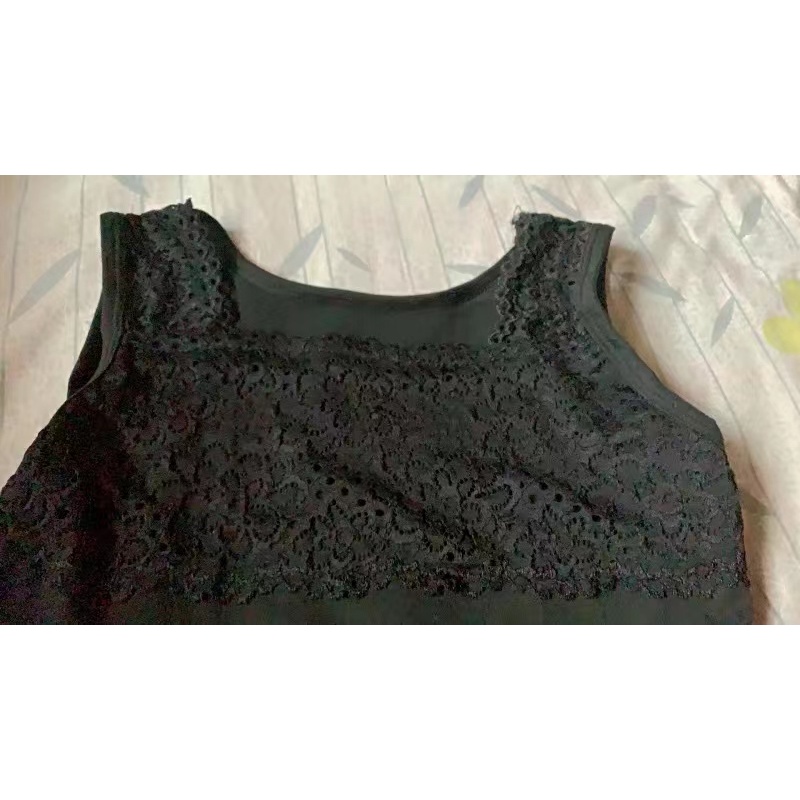 Áo Không Tay Màu Trơn Phối Ren plus size 100 Mèo Cho Nữ