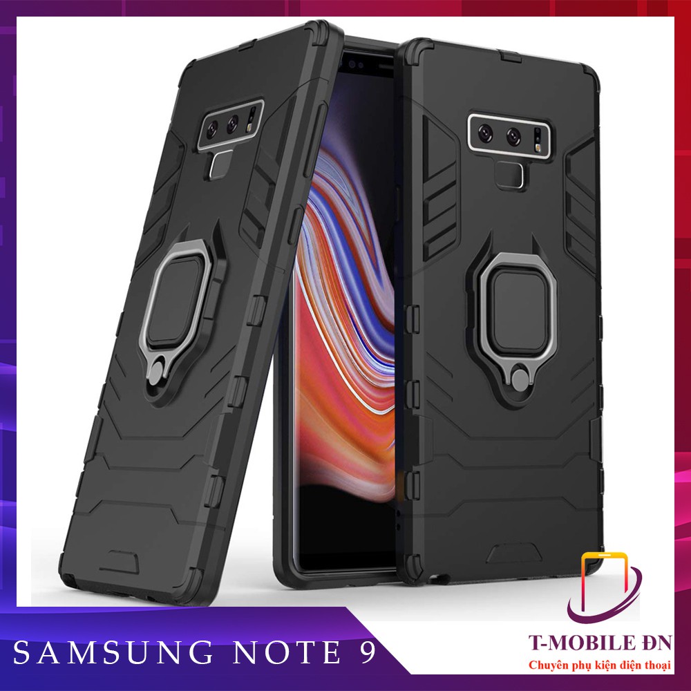 Ốp lưng Samsung Note 9, Ốp iron man chống sốc kèm nhẫn iring chống xem video cho Samsung Note 9