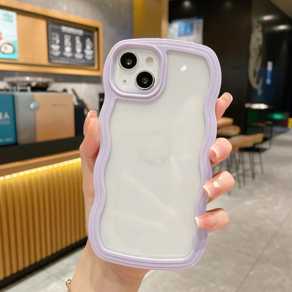 Ốp Điện Thoại Trong Suốt Họa Tiết Gợn Sóng Vui Nhộn Cho iphone 15 14 13 12 11 pro max x xs xr