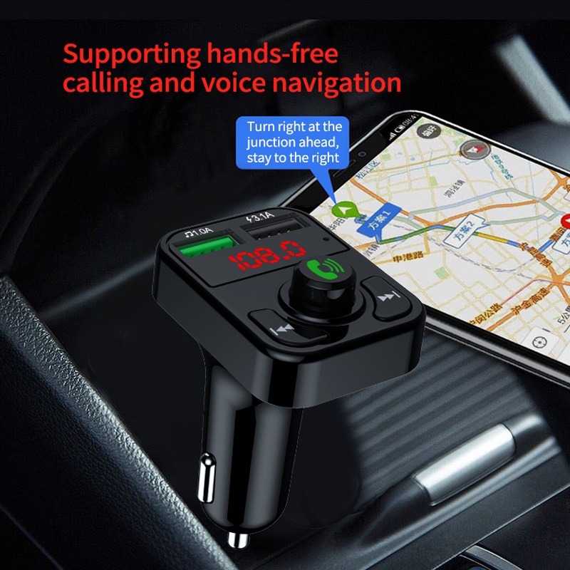 Tẩu Sạc Hai Cổng Usb Bluetooth Fm Aux Nghe Nhạc Mp3 Cho Xe Hơi