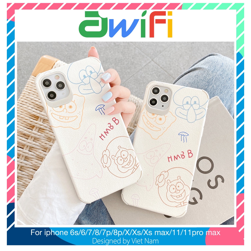 Ốp iphone - Ốp lưng da Auto Focus 4 góc Bọt biển hmbb 7/8/7plus/8plus/x/xs/xsmax/11/11pro max - Awifi Case