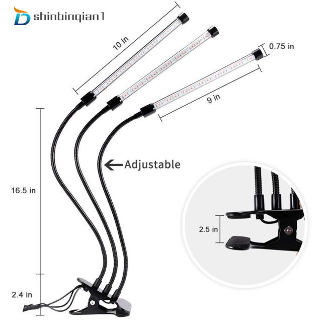 Đèn LED UV 5V 27W USB điều chỉnh được quang phổ 3 đầu hỗ trợ tăng trưởng cây trồng