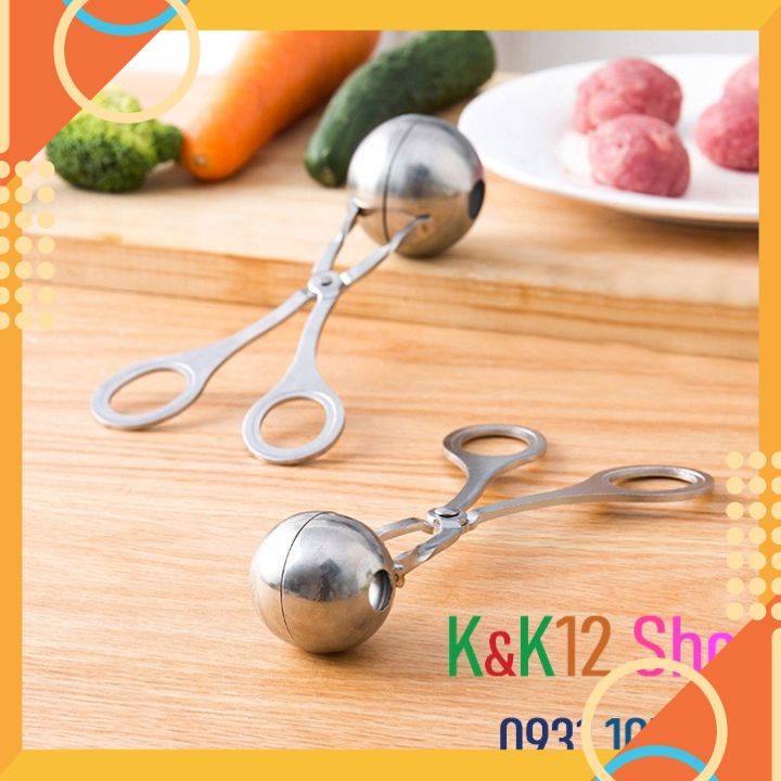 Muỗng kẹp thịt viên bằng thép không gỉ. Dụng cụ làm thịt viên. Dụng cụ chuyên dụng cho nhà bếp size lớn và vừa