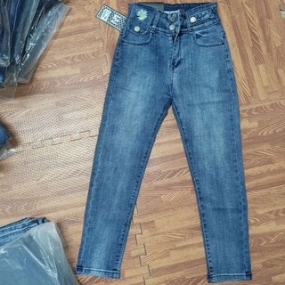 Quần jean nữ dáng ôm co giãn cạp cao