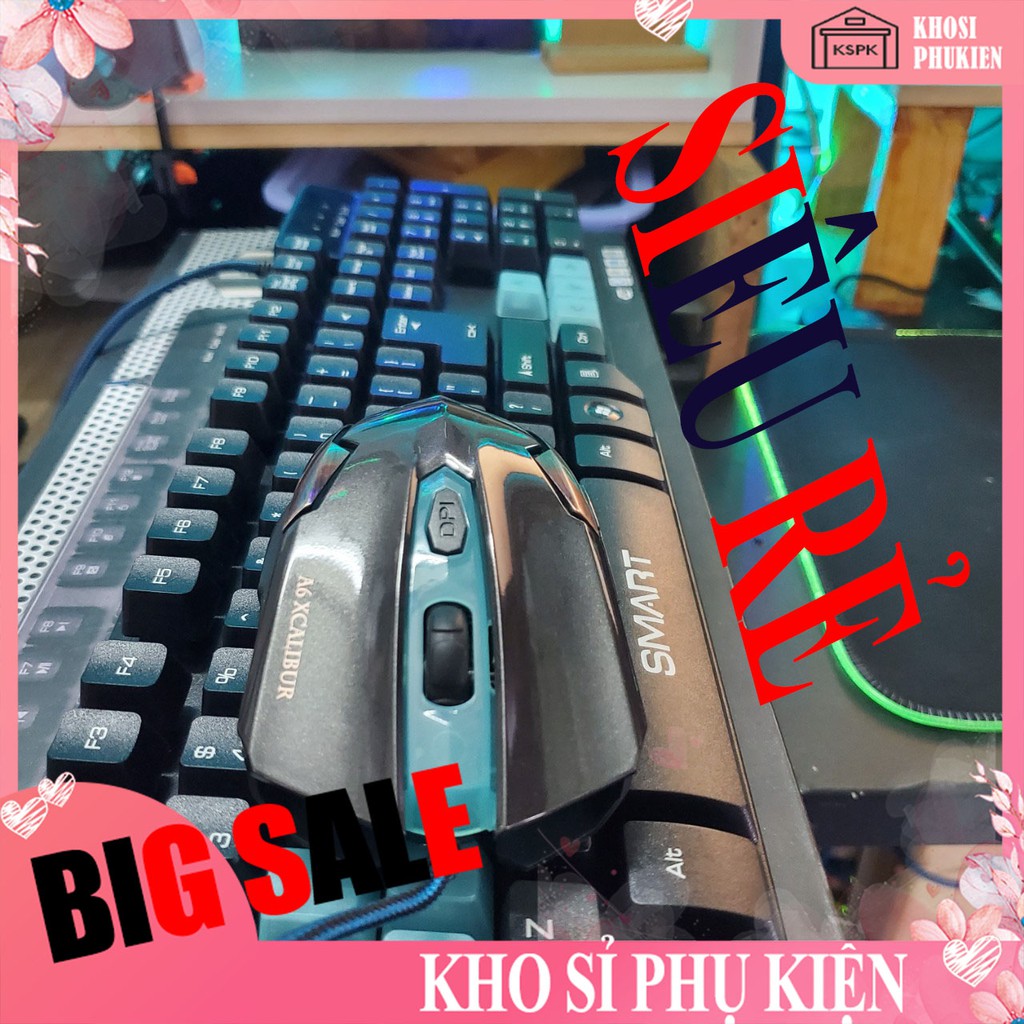 Combo Bàn Phím Và Chuột SMART A6 XCALIBUR kèm 8 keycap thay thế + cây gắp