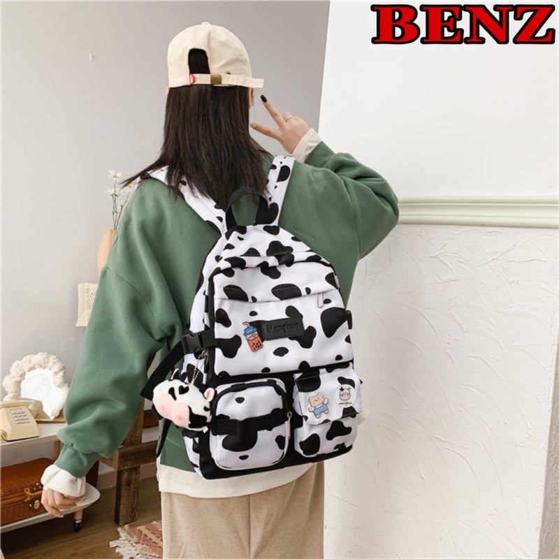 Balo bò sữa đi học cặp học sinh unisex có ngăn đựng laptop phong cách Ulzzang Hàn Quốc BZ 90