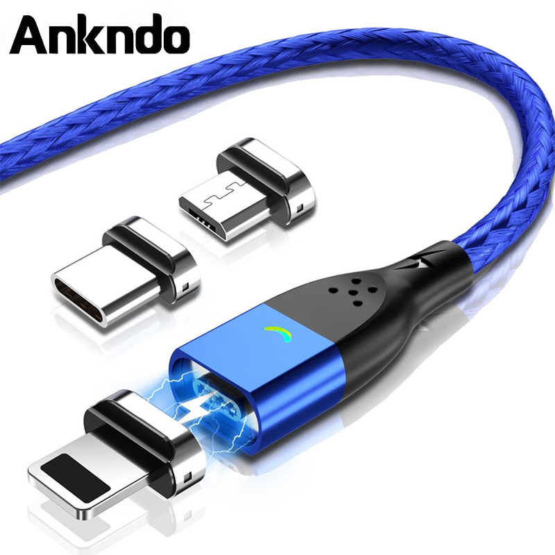 Cáp sạc Ankndo nam châm cổng Micro Usb Type C 3A cho điện thoại Android