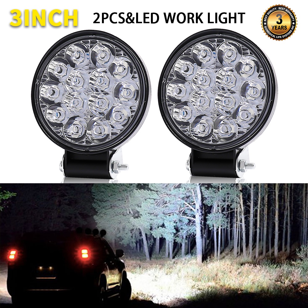 Bộ 2 Đèn Pha Led 42W 14 Bóng 12 / 24V Chuyên Dụng Cho Xe Hơi / Xe Tải Địa Hình SUV