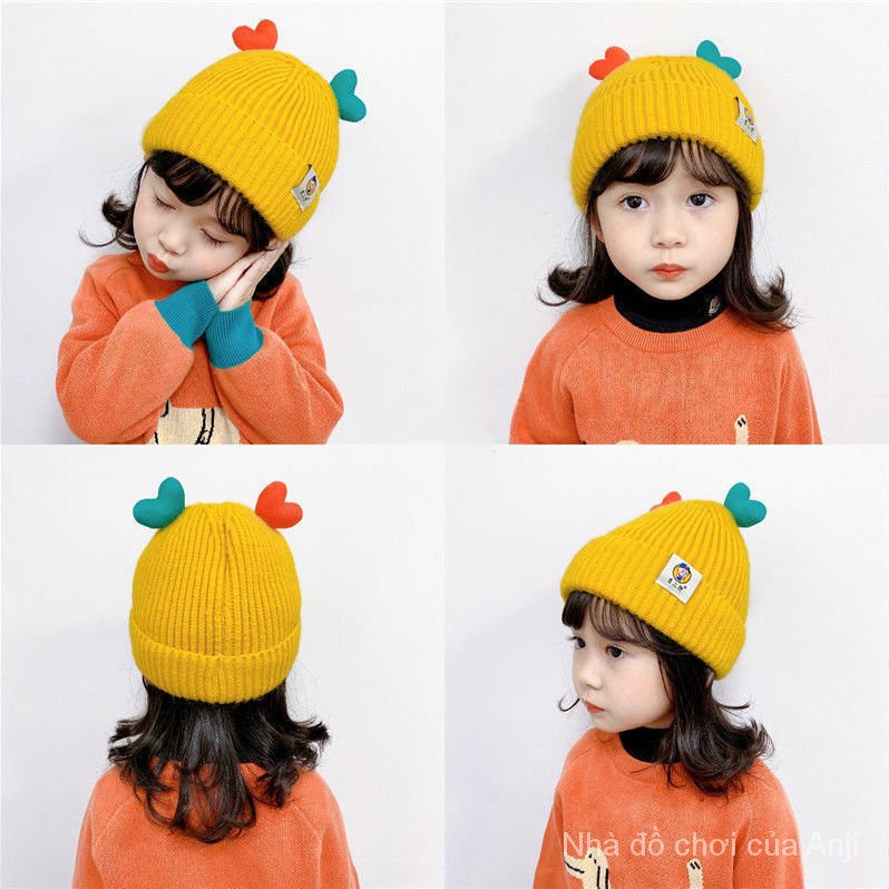 For Baby Sweater Knitwear Autumn And Winter Cute Princess Warm Winter Children Thick Baby Girl Woolen Hat