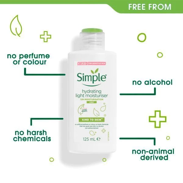 Kem dưỡng ẩm cho da dầu mụn nhạy cảm Simple Hydrating Light Moisturizer 125ml - Simple SPF15 bill chuẩn Anh