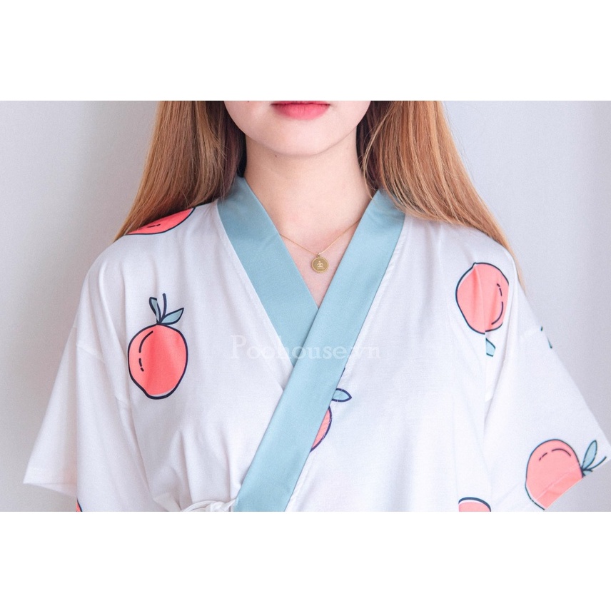 Quả cam Orange - Pijama kimono ngủ chất liệu cotton, đồ ngủ kimono đồ ngủ kiểu Nhật bản - Poohouse Pyjama | BigBuy360 - bigbuy360.vn