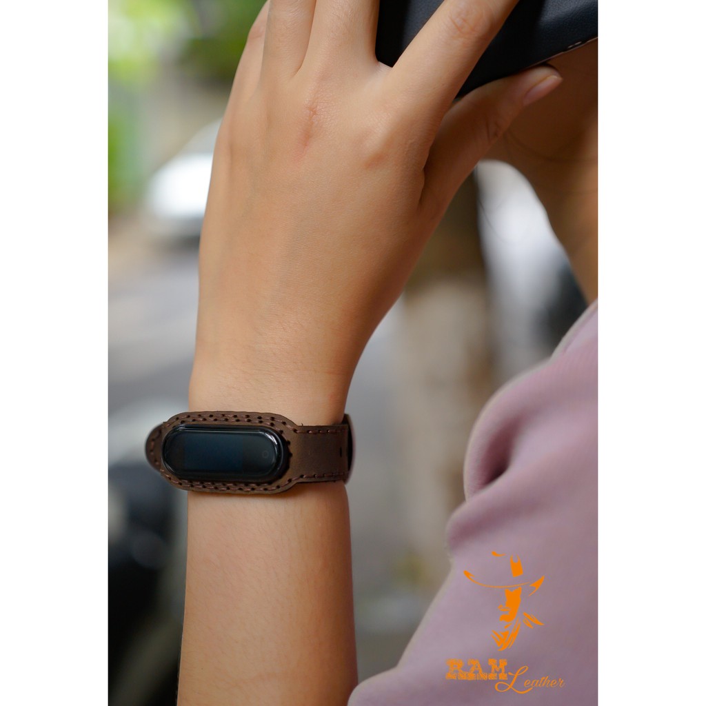 Dây miband da bò thật handmade cao cấp cho miband 3 , miband 4 , miband 5, miband 6 - RAM Leather