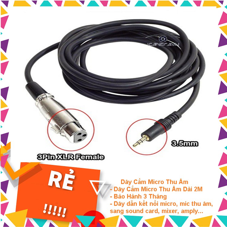 Dây Cắm Micro Thu Âm Canon XLR ra 3.5mm - Dây Cắm Micro Thu Âm Dài 2M