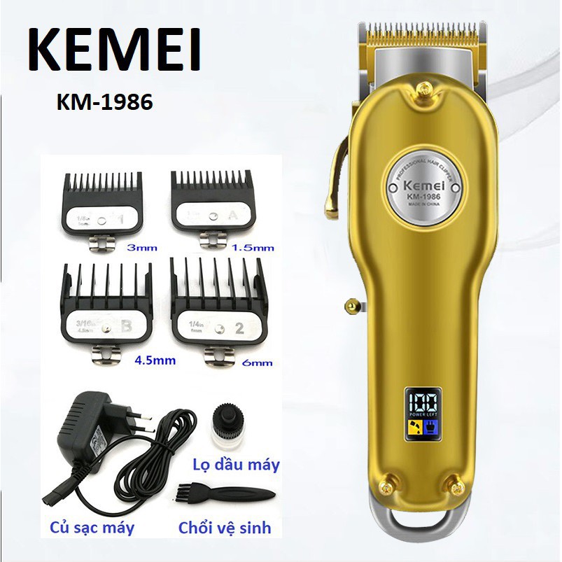 Tông Đơ Cắt Tóc Kemei 1986 Nguyên Khối Thép Pin Cực Tốt