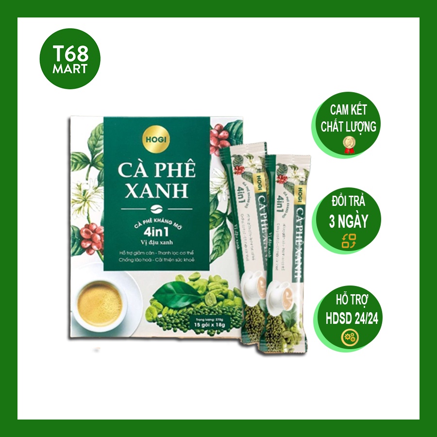 Cà phê xanh hogi 15 gói giảm cân kháng mỡ hiệu quả