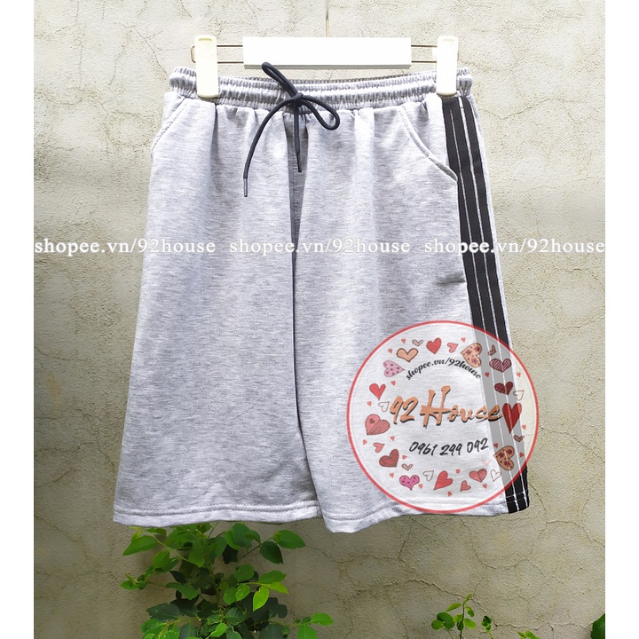 Quần đùi thể thao 3 sọc ulzzang unisex quần short phom suông nam nữ đều mặc được